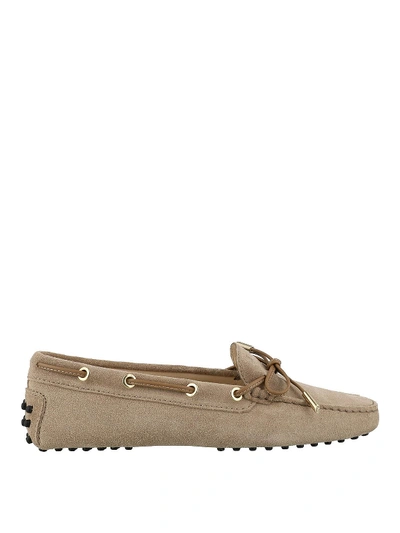 Tod's Gommino Suede Loafers In Beige