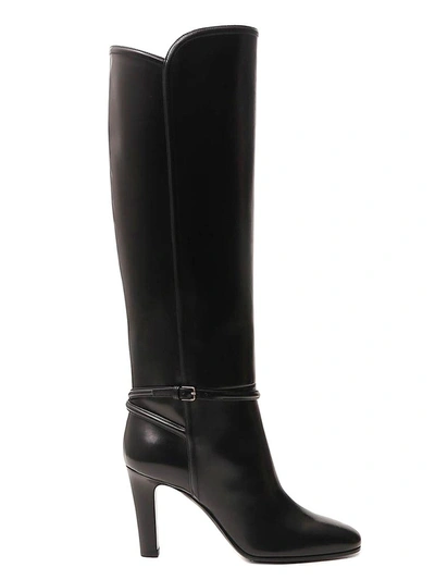 Saint Laurent Jane Knee-high Leather Boots In Black