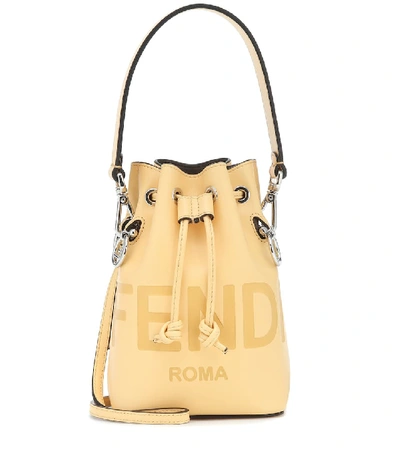 Fendi Mon Trésor Mini Leather Bucket Bag In Yellow