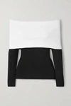 PROENZA SCHOULER OFF-THE-SHOULDER TWO-TONE STRETCH-KNIT TOP
