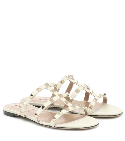 Valentino Garavani Valentino Rockstud Leather Sandal In White