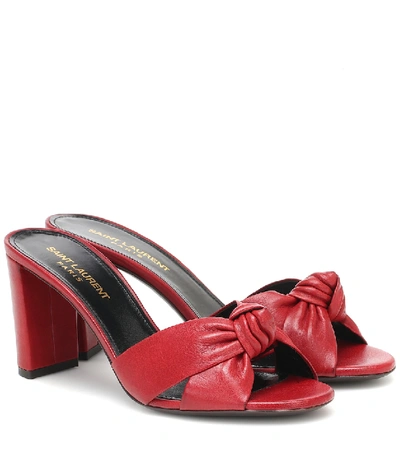 Saint Laurent Bianca 75皮革凉鞋 In Red