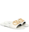 VALENTINO GARAVANI VLOGO LEATHER SLIDES,P00479997