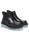 Bottega Veneta Rubber-trimmed Leather Chelsea Boots In Black + Transparent