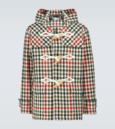 Jw Anderson Checked Rope-toggle Wool-blend Duffel Coat In Multi-colour