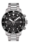 Tissot Men's Swiss Chronograph Seastar 1000 Stainless Steel Bracelet Diver Watch 45.5mm In Silver/ Black/ Silver