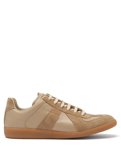 Maison Margiela Replica Leather And Suede Sneakers In Brown