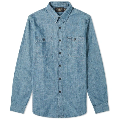 Rrl Cameron Chambray Workshirt In Blue