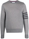 Thom Browne Four-bar Intarsia-stripe Cotton-jersey Sweatshirt In Grey