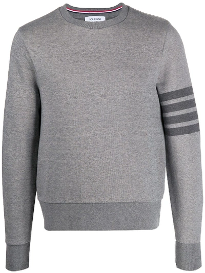 THOM BROWNE 4-BAR CREW-NECK LOOPBACK-COTTON SWEATSHIRT