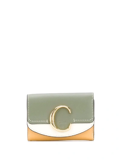 Chloé C Mini Tri-fold Wallet In Green