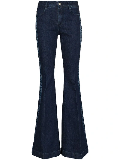 Stella Mccartney Logo-stripe Flared Jeans In Blue