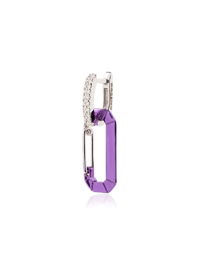 Eéra Chiara 18kt White Gold And Sterling Silver Single Earring With Diamonds In Purple