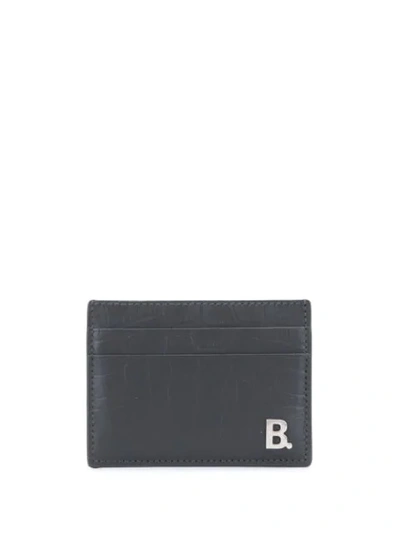 Balenciaga Black B. Card Holder In Grey
