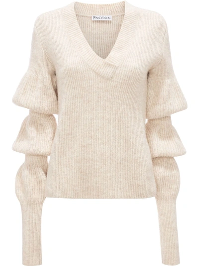 Jw Anderson Bubble-sleeve Jumper In Neutrals