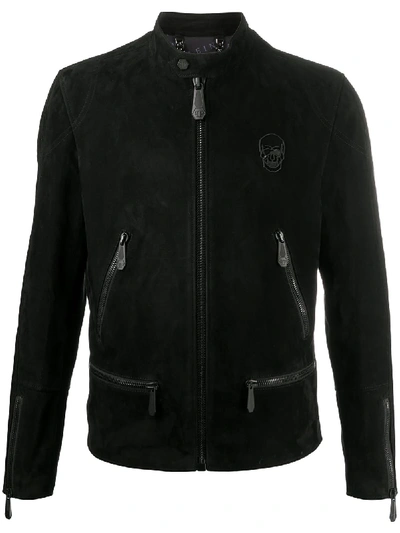 Philipp Plein Skull Moto Jacket In Black