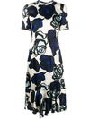 MARNI ROMA-PRINT RUFFLED-HEM DRESS