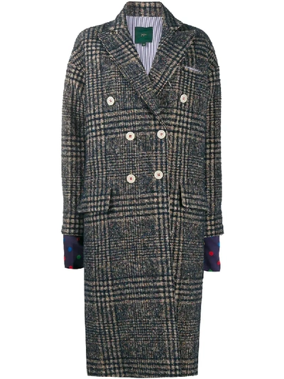 Jejia Checked Double Breasted Coat In Blue