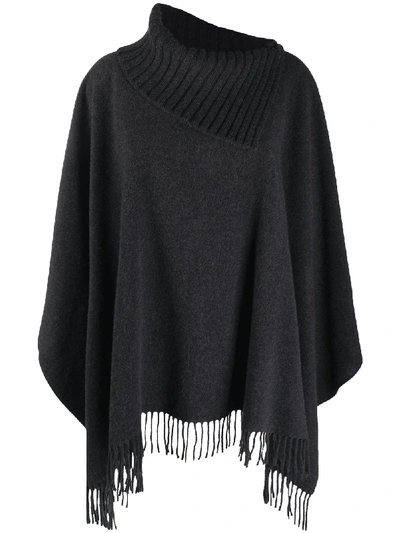 Fabiana Filippi Roll Neck Poncho In Grey