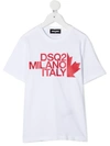 Dsquared2 White T-shirt For Kid With Red Logo In White