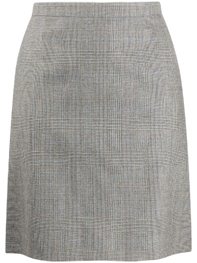 Alexander Mcqueen Checked Wool And Cashmere Miniskirt In Grey