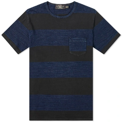 Rrl Striped Mélange Cotton-jersey T-shirt In Blue