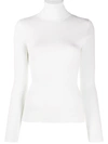 P.a.r.o.s.h Roll-neck Ribbed Wool Jumper In White