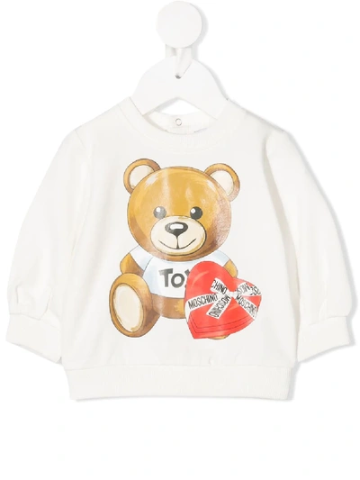 Moschino Babies' Teddybear Print Sweatshirt In White