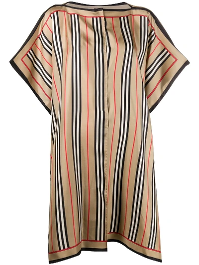 Burberry Boxy Stripe Print Tunic In Brown