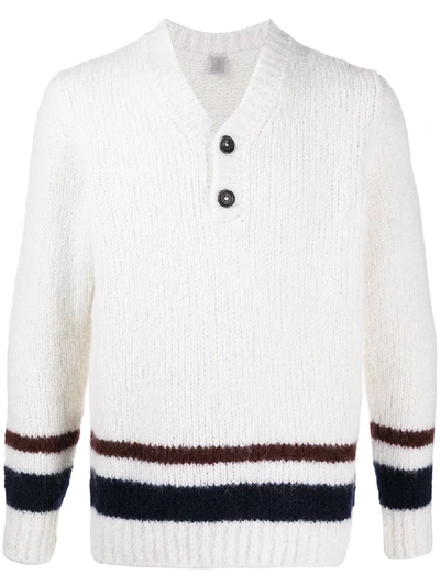 Eleventy Button Placket Jumper In White