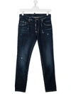 DSQUARED2 TEEN STONEWASHED SLIM-FIT JEANS