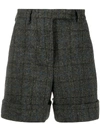 THOM BROWNE CHECK HIGH WAISTED SHORTS