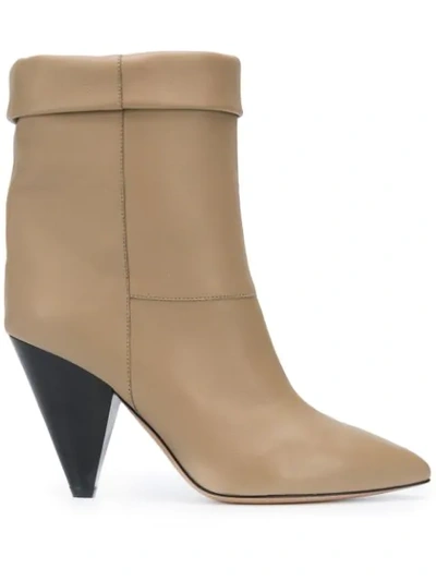 Isabel Marant Conical-heel Leather Ankle Boots In Beige