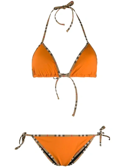 Burberry Triangel-bikini Mit Vintage-check In Orange