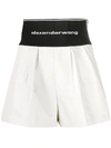Alexander Wang Logo Waistband Shorts In White