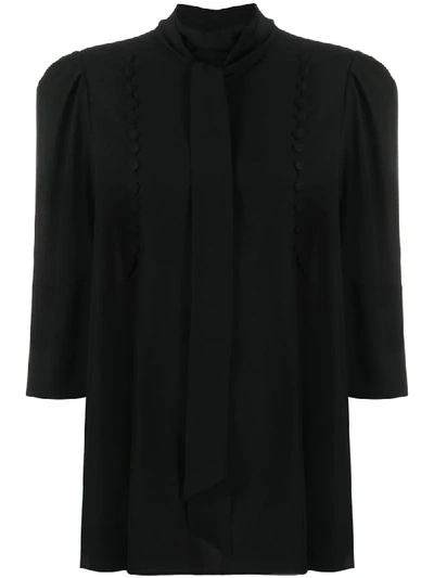 Givenchy Decorative Button Silk Blouse In Black