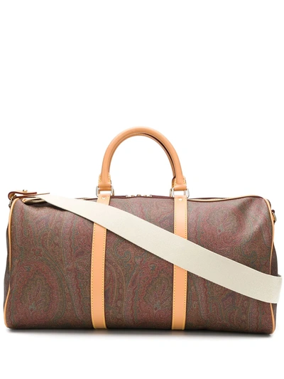 Etro Paisley-print Zipped Holdall In Brown