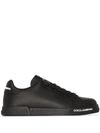 Dolce & Gabbana 'portofino' Black Low Top Sneakers With Logo Patch On The Tongue And Logo Lettering On The Side In Black