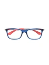Ray-ban Junior Bicolour Rectangular Glasses In Blue