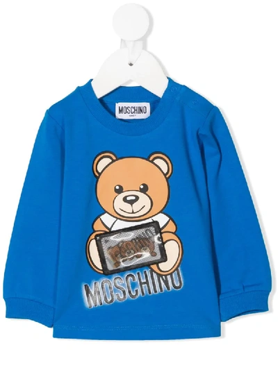 Moschino Babies' Toy Bear Sweatshirt In Blue