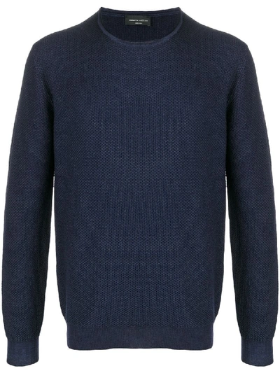 Roberto Collina Textured Knit Round Neck Jumper In Blue