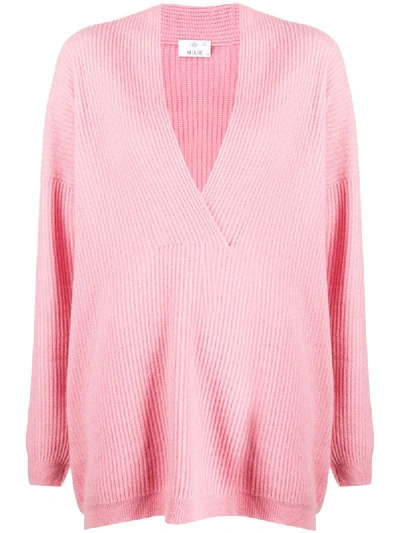 Allude Oversized Knitted Top In Pink