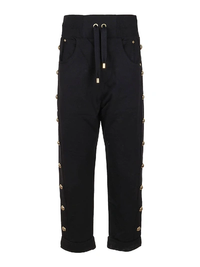 Balmain Logo Buttons Embellished Pants In Black