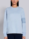 THOM BROWNE THOM BROWNE LIGHT BLUE COTTON JERSEY LONG SLEEVE TONAL 4-BAR RUGBY T-SHIRT,FJS066A0676914832050