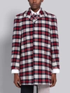 THOM BROWNE THOM BROWNE TRICOLOR CASHMERE TARTAN CHECK TWEED CLASSIC BAL COLLAR OVERCOAT,MOC001A0638414775765