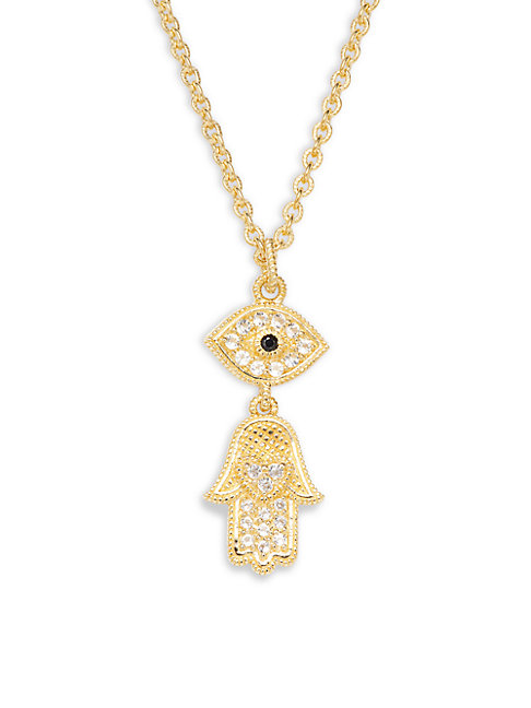 Judith Ripka Evil-eye & Hamsa Goldplated & White Topaz Pendant Necklace ...