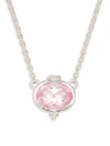 JUDITH RIPKA AMBROSIA STERLING SILVER, WHITE TOPAZ & PINK CUBIC ZIRCONIA PENDANT NECKLACE,0400012844878