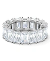 Swarovski Silver-tone Baguette-crystal Wide Ring In Crystal