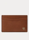 RALPH LAUREN METAL-PLAQUE LEATHER CARD CASE,0040878290