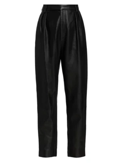 Khaite Magdeline Leather High-rise Pants In Black